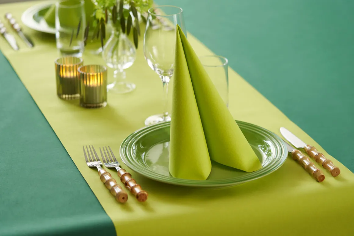Bio Dunicel® Tête-à-Tête-Tischläufer 0,4 x 24 m Leaf Green