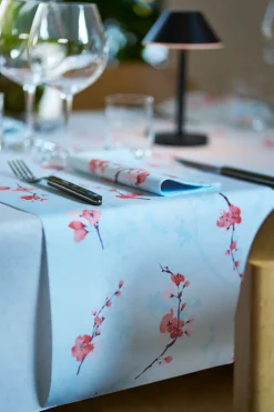 Bio Dunicel® Tête-à-Tête-Tischläufer 0,4 x 24 m Cherry Breeze Blue