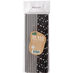 Bio Papier-Trinkhalme 20 cm x Ø 6 mm Black & White