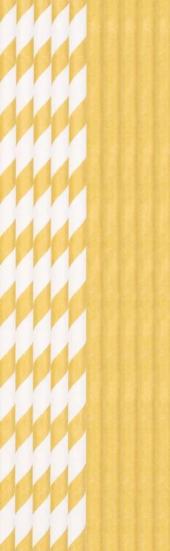 Bio Papier-Trinkhalme 20 cm x Ø 6 mm Gold & White