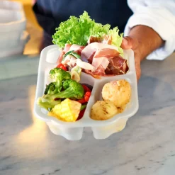 Biokunststoff Schale Take-Away 250 x 159 x 48 mm Weiß 3-Teilung