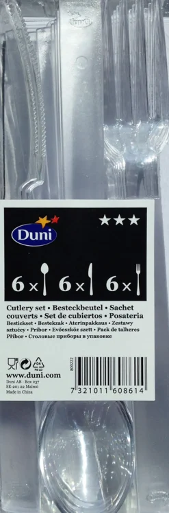 Clear Besteckset, sortiert Mehrweg 18,5/19/18,5 cm Transparent