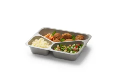 CPET-Schale 225 x 175 x 43 mm Grau 3-Teilung