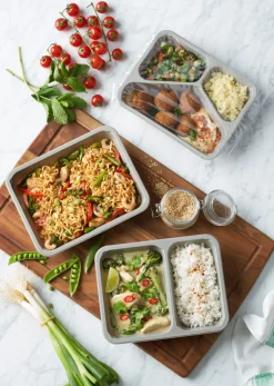 CPET-Schale 225 x 175 x 43 mm Grau 3-Teilung