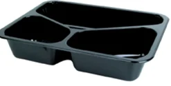 CPET-Schale 225 x 175 x 43 mm Schwarz 3-Teilung