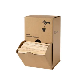Holzrührstäbchen in Spenderbox 11 cm Natürlich