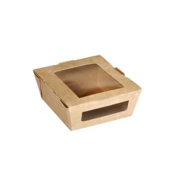 Menübox mit PLA-Fenster 450 ml Braun ungeteilt