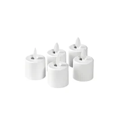 Moving Flame, wiederaufladbar, Warm White, 5 Stück, Ersatzteil 38 x Ø 36 mm 25 Std. Weiß