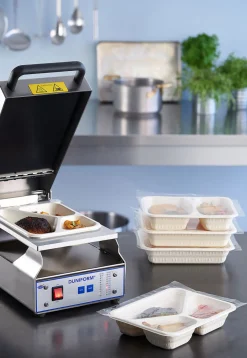 Schale Faser 227 x 178 x 45 mm Natürlich 3-Teilung