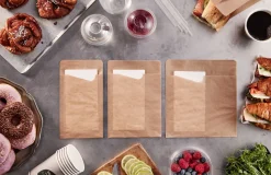 Snack Sacchetto mit weißer 2-lg. Serviette 113 x 210 mm Braun