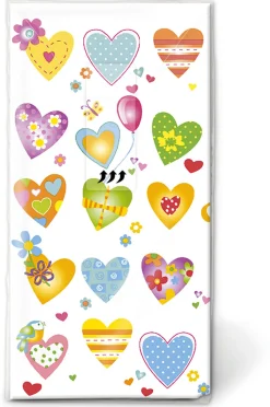 Taschentücher 21,5 x 22 cm Colourful Heart