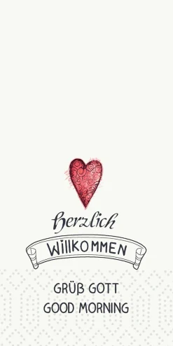 Tissue-Serviette 33 x 33 cm Herzlich Willkommen 2-lagig