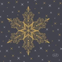 Tissue-Serviette 24 x 24 cm Snowstars Black 3-lagig