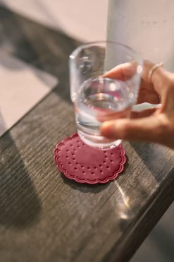 Tissue-Untersetzer, rund Ø 7,5 cm Bordeaux Mehrlagig