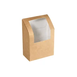 Wrapbox mit PLA-Fenster 550 ml Braun ungeteilt